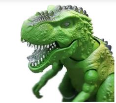 Tiranossauro rex de brinquedo acende luz caminha e emite som