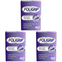 Tiras adesivas para dentaduras Super Poli-Grip, pacote de 40 quilates com 3