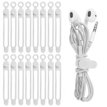Tiras de cabo, organizador de fios, Nearockle Silicone, 16 unidades, branco