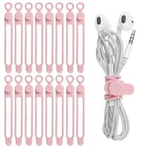 Tiras de cabo, organizador de fios, Nearockle Silicone, 16 unidades, rosa Tiras de cabo, organizador de fios, Nearockle Silicone, 16 unidades, rosa