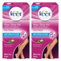 Tiras de cera para remover pêlos Veet Leg and Body 40 ct (pacote com 2)