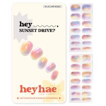 Tiras de unhas de gel heyhae Semi Cured Sunset Drive com 28 tiras