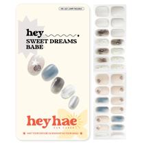 Tiras de unhas de gel heyhae, semicuradas, ombre, azul, branco, 28 tiras