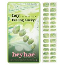 Tiras de unhas de gel Heyhae, semicuradas, verde mármore de verão, 28 unidades