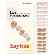 Tiras de unhas heyhae, gel semicurado, ombre, bege, marrom, 28 tiras
