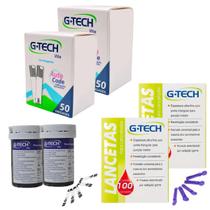 Tiras Fitas Glicose GTech Vita 100 Tiras 200 Lancetas