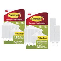 Tiras para Pendurar Quadros Command 15 lb e 10 lb, 2 Unidades, Brancas