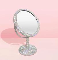 TISHAA Bling Maquiagem Espelho de Vaidade - Suporte de Luxo 2X Ampliação Vidro Dupla Face Cosméticos Cristal Rhinestone Diamante Glitter Mesa Portátil Banheiro Quarto Mesa