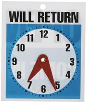 Título do cartaz aberto em frente e verso/retornará com relógio de 5x6 polegadas