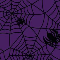 TNT Estampado 1,40M 40G Halloween ARANHAS Fundo Roxo com 25 Metros