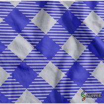 TNT Estampado 1,40M 40G Xadrezão BRANCO/AZUL (rolo com 25 Metros)