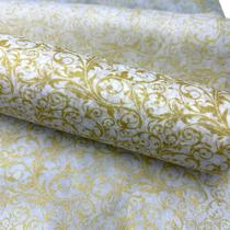 Tnt Estampado - Arabesco Dourado Branco