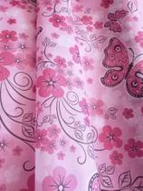 Tnt Estampado De Flores Borboleta Rosa 1,4 metros X 2 metros
