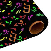 Tnt Estampado - Fluor Nota Musical Neon Preto 1 Metro