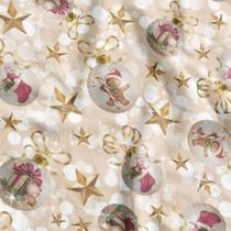 Tnt Estampado Natal Gold Biscoito Decoração 1,4mx 2 Metros