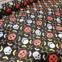 Tnt Halloween Caveira Neon Brilha C/luz Negra 5,00mx1,40 Tnt Halloween Caveira Neon Brilha C/luz Negra 5,00mx1,40