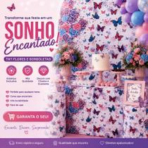 Tnt Supper Estampado Decoração Jardim Encantado Flores Borboletas Tnt Supper Estampado Decoração Jardim Encantado Flores Borboletas