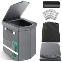 Toalete portátil de 16,5 polegadas XL dobrável para acampamento cinza