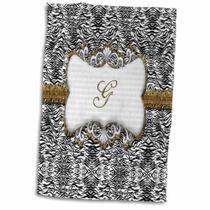 Toalha 3D Rose Elegant Black and White Animal Print letra G Toalha 3D Rose Elegant Black and White Animal Print letra G