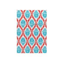 Toalha 3D-Rose, vermelho brilhante e azul aqua, ornamentado, damasco 38x56cm Toalha 3D-Rose, vermelho brilhante e azul aqua, ornamentado, damasco 38x56cm