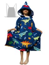 Toalha Athaelay Kids, poncho com capuz, azul marinho, dinossauros Toalha Athaelay Kids, poncho com capuz, azul marinho, dinossauros