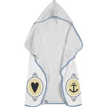 Toalha Baby C/ Capuz Tecebem Estampada c/ Fralda Nino Branco Toalha Baby C/ Capuz Tecebem Estampada c/ Fralda Nino Branco