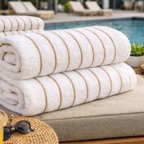 Toalha Banhão Gigante Riviera Camesa 85x160cm 500g Listrada Algodão Praia Piscina Hotel