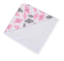 Toalha Banho Bebe com Capuz Macia Estampada 75x75cm