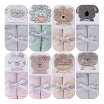 Toalha Banho Bebê Felpuda C. Capuz Papi Friends Forro Fralda