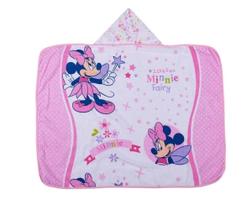 Toalha Banho com Capuz e Forro Fralda DISNEY MINNIE FLOR Menina Enxoval do Bebe