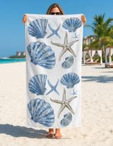 Toalha Banho E Praia Oceano Vida Marinha Premium 70x140 Cm