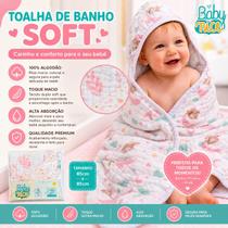 Toalha Banho Soft Capuz Bebê Forrada 85cm X 85cm Minasrey