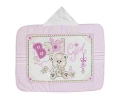 Toalha Banho Velour AF958 com Capuz Baby Girl Rosa - Dohler