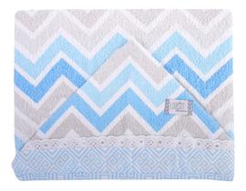Toalha Bebe Capuz Forro em Fralda Estampada Chevron Menino Azul 70cmx90cm 100% Algodão Toalha Bebe Capuz Forro em Fralda Estampada Chevron Menino Azul 70cmx90cm 100% Algodão