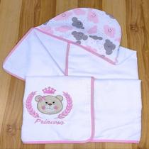 Toalha Bebê Luxo tamanho grande felpuda forrada e Bordada 100% algodão