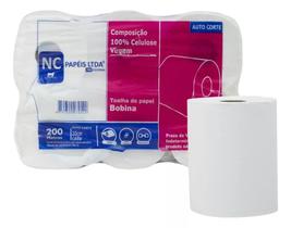 Toalha Bobina (20cm.x200 M.) Nc 100 %celulose 6 Rolos