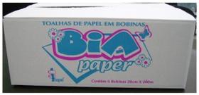 Toalha bobina 20x200x6 Bia Paper 100% celulose virgem Isapel