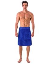 Toalha Body Wrap de Linho Turco Felpudo para Homens - Azul