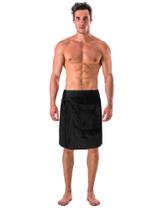 Toalha Body Wrap, linho turco, veludo felpudo para homens, preta Toalha Body Wrap, linho turco, veludo felpudo para homens, preta