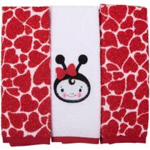 Toalha Boquinha Bichinhos 3 unidades Joaninha Vermelha - Bambi - Incomfral