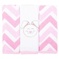 Toalha Boquinha Bichinhos Estampado Liso Bordado Vies Rosa - BAMBI