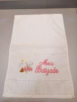 Toalha bordada batizada Rosa - Dohler