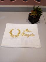 Toalha Bordada Batizado Dourada - Dohler
