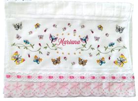 Toalha Bordada De Mão Lavabo bem trabalhado com Várias e Lindas Borboletas Toalha Bordada De Mão Lavabo bem trabalhado com Várias e Lindas Borboletas