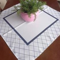 Toalha centro de mesa 70 x 70 - faixa cinza e azul Toalha centro de mesa 70 x 70 - faixa cinza e azul