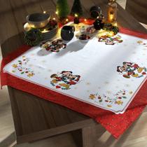 Toalha Centro de Mesa 78cmx78cm Mickey e Minnie Natal