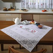 Toalha Centro de Mesa KazzaVip Renda Valência Cafe Vermelho 75cm x 75cm Branco Toalha Centro de Mesa KazzaVip Renda Valência Cafe Vermelho 75cm x 75cm Branco