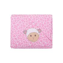 Toalha com capuz bordado ovelha rosa e forro fralda Toalha com capuz bordado ovelha rosa e forro fralda