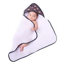 Toalha Com Capuz Estampado Para Bebê Urso Azul Marinho Toalha Com Capuz Estampado Para Bebê Urso Azul Marinho