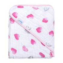Toalha com capuz soft estampa corações Toalha com capuz soft estampa corações